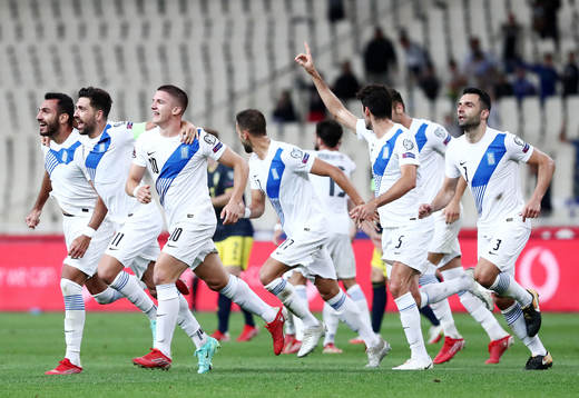 Vangelis Pavlidis of Greece celebrate with teammates