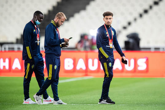 Ken Sema, Daniel Sundgren and Jordan Larsson of Sweden