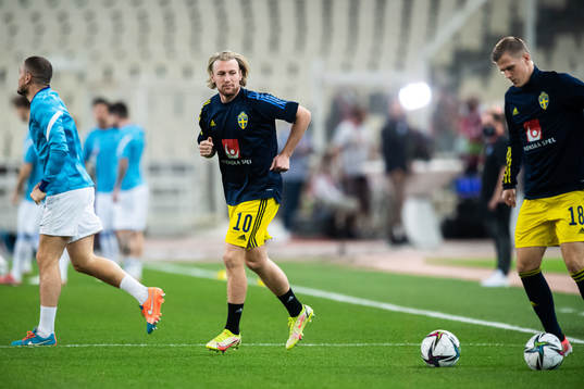 Emil Forsberg and Joakim Nilsson of Sweden