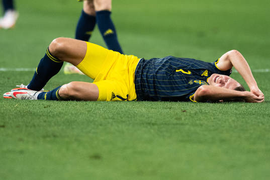 Viktor Claesson of Sweden in pain