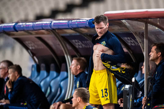 Mattias Johansson of Sweden looks dejected