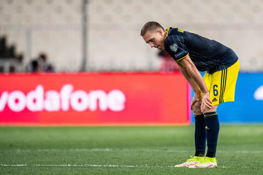 Ludwig Augustinsson of Sweden looks dejected