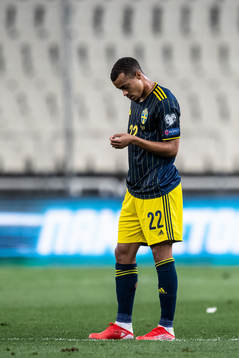 Robin Quaison of Sweden looks dejected