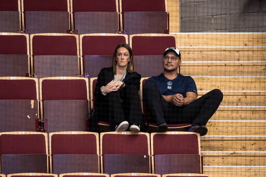 Sofia Engström och Leksands tränare Björn Hellqvist