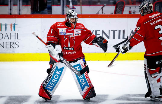 Örebros målvakt Jhonas Enroth och målvakt Jonas Arntzen