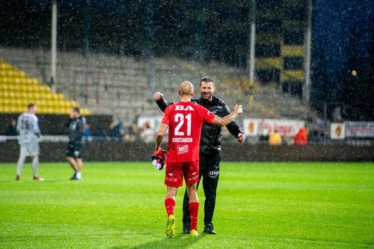 Ruben Kristiansen of Brann and Eirik Horneland, head coach