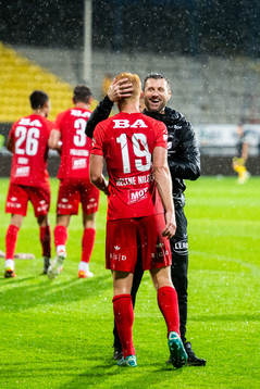 Sivert Heltne Nilsen of Brann and Eirik Horneland, head