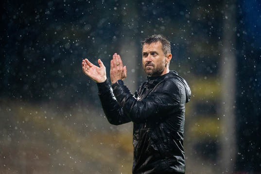 Eirik Horneland, head coach of Brann, celebrates