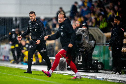 Eirik Horneland, head coach of Brann, celebrates