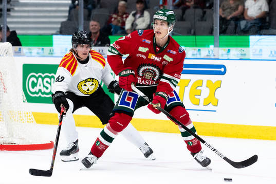 Brynäs Tom Hedberg och Frölundas Simon Edvinsson