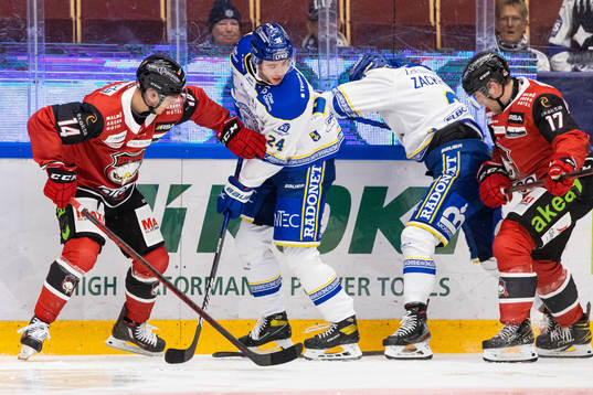 Malmö Redhawks Carl-Johan Lerby och Leksands Isak Rosén