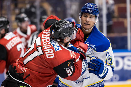 Malmö Redhawks Emil Sylvegård och Leksands Jon Knuts