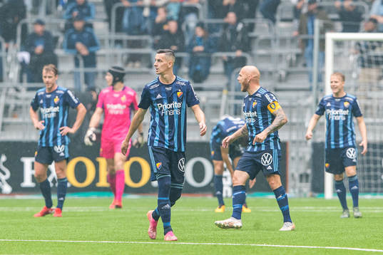 Djurgårdens Haris Radetinac och Magnus Eriksson deppar