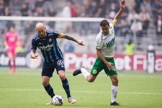 Djurgårdens Magnus Eriksson och Hammarbys Jeppe Andersen