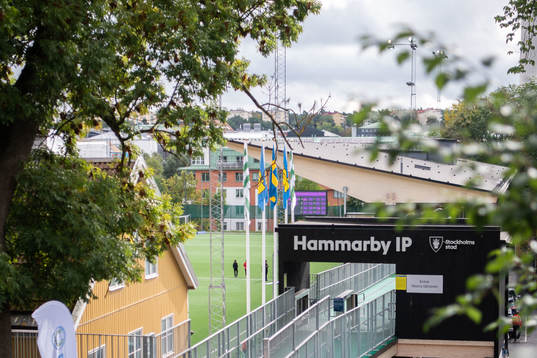 Hammarby IP innan fotbollsmatchen i Damallsvenskan mellan