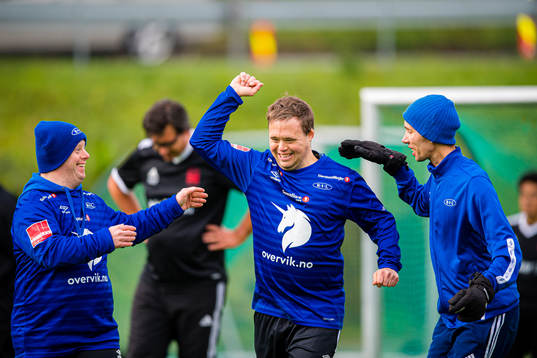 Christian Staven celebrates
