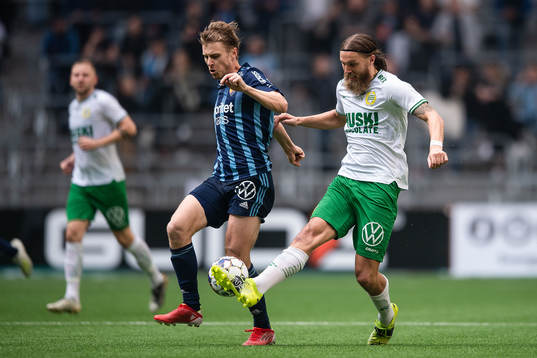 Djurgårdens Rasmus Schüller och Hammarbys Bjørn Paulsen