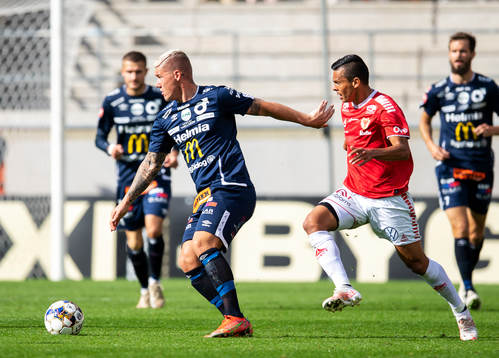 Degerfors Victor Edvardsen och Kalmars Romario Pereira