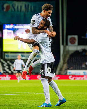 Emil Konradsen Ceide of Rosenborg celebrates with Noah Jean