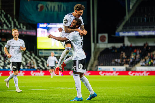 Emil Konradsen Ceide of Rosenborg celebrates with Noah Jean