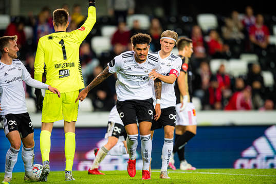 Noah Jean Holm of Rosenborg celebrates