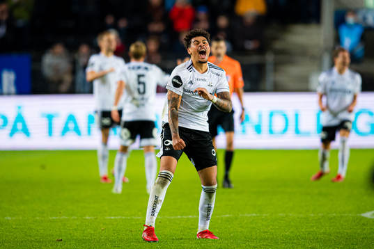 Noah Jean Holm of Rosenborg celebrates at the final whistle