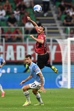 Zlatan Ibrahimovic of Milan and Francesco Acerbi of Lazio