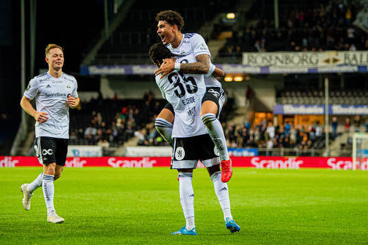 Emil Konradsen Ceide of Rosenborg celebrates with Noah Jean