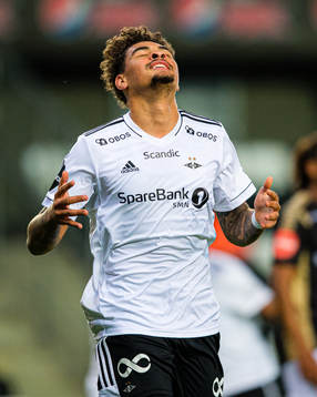 Noah Jean Holm of Rosenborg celebrates