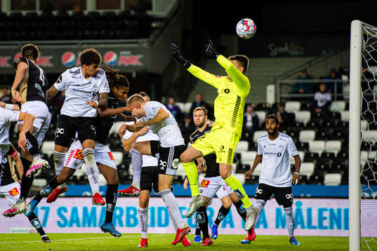 Noah Jean Holm of Rosenborg misses a chance to score
