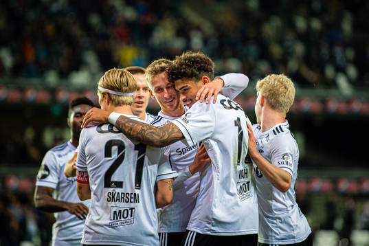 Noah Jean Holm of Rosenborg celebrates