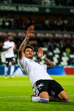 Noah Jean Holm of Rosenborg celebrates