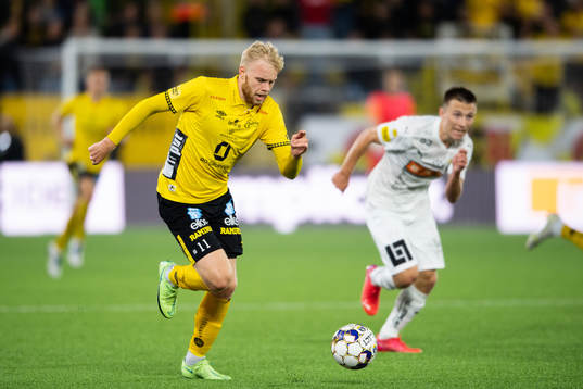 Elfsborgs Sveinn Aron Gudjohnsen och Häckens Kristoffer