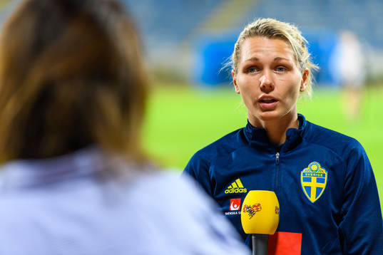Goalkeeper Jennifer Falk of the Swedish women's national