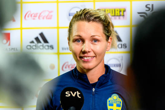 Goalkeeper Jennifer Falk of the Swedish women's national