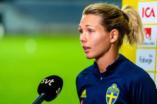 Goalkeeper Jennifer Falk of the Swedish women's national