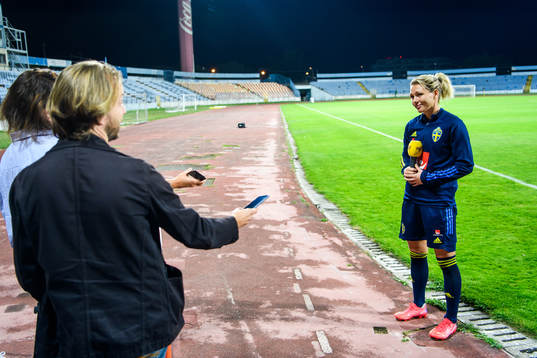 Goalkeeper Jennifer Falk of the Swedish women's national