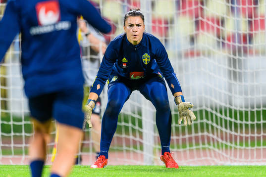 Goalkeeper Zecira Musovic of the Swedish women's national