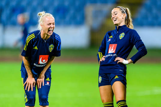 Caroline Seger and Kosovare Asllani of the Swedish women's