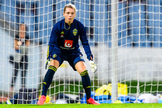 Goalkeeper Jennifer Falk of the Swedish women's national
