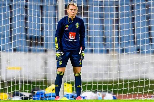 Goalkeeper Jennifer Falk of the Swedish women's national