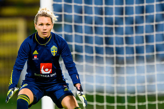 Goalkeeper Jennifer Falk of the Swedish women's national