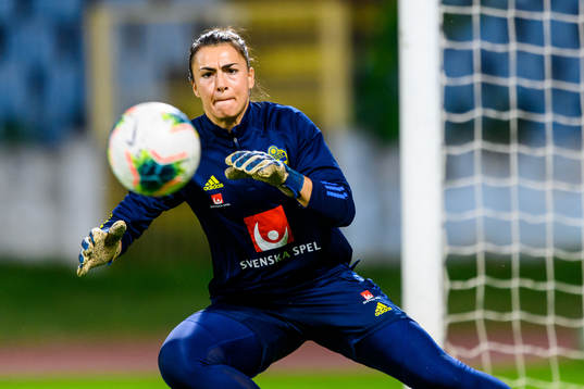 Goalkeeper Zecira Musovic of the Swedish women's national