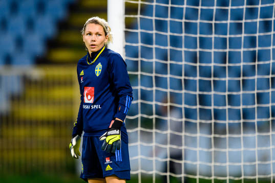 Goalkeeper Jennifer Falk of the Swedish women's national