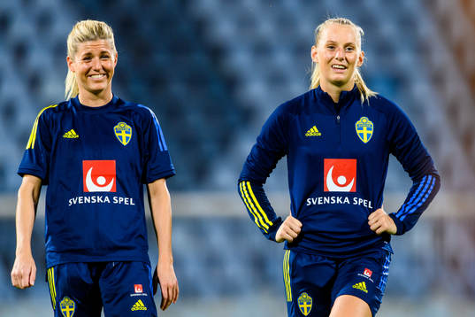 Olivia Schough and Stina Blackstenius of the Swedish