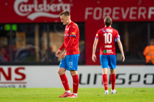 Helsingborgs Rasmus Karjalainen och Rasmus Jönsson deppar
