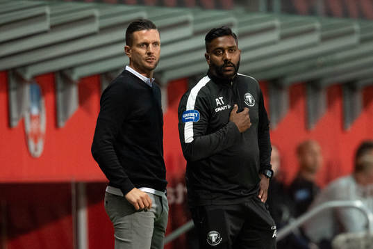 Trelleborgs tränare Kristian Haynes och assisterande