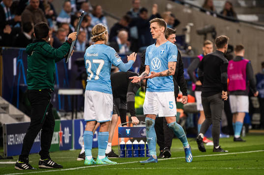 Sören Rieks of Malmö FF and Sebastian Nanasi of Malmö FF