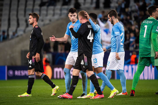 Anel Ahmedhodzic, Martin Olsson and Adi Nalic of Malmö FF