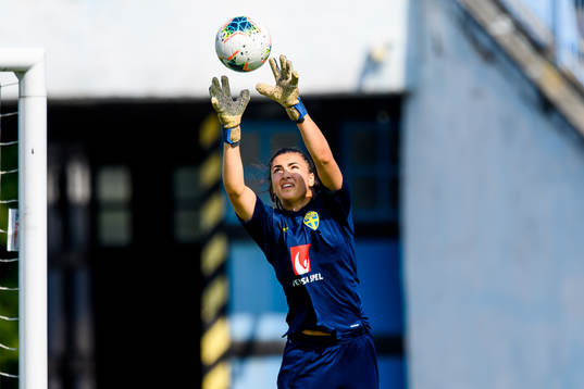 Goalkeeper Zecira Musovic of the Swedish women's national